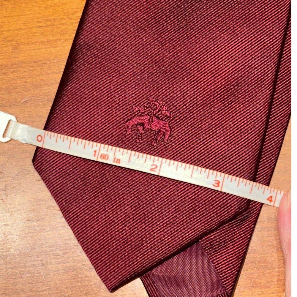 Brooks Brothers Mens Maroon Silk Tie Golden Fleece Logo Burgundy Vintage Preppy